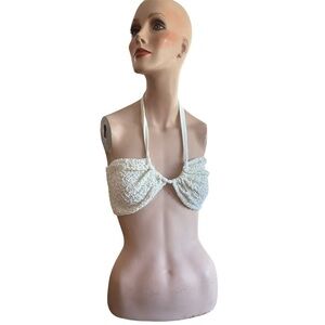 Free People White Crochet Crop Top